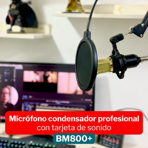 Micrófono Condensador Incluye Interfaz de Audio V8 BM800 5