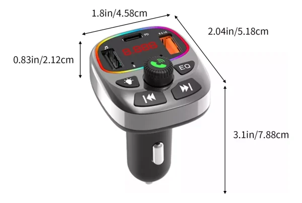 Modulador Carro Transmisor Fm Bluetooth Doble Puerto Usb 25w 3