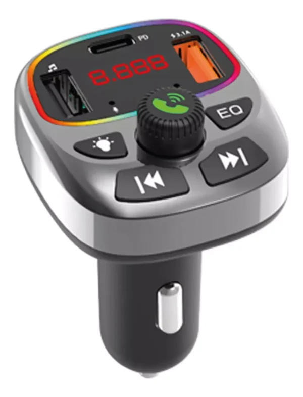Modulador Carro Transmisor Fm Bluetooth Doble Puerto Usb 25w